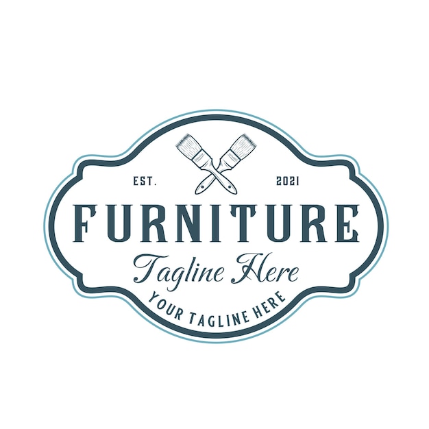 furniture vector logo design. hand drawn brush concept. for furniture, carpentry and fitting compani