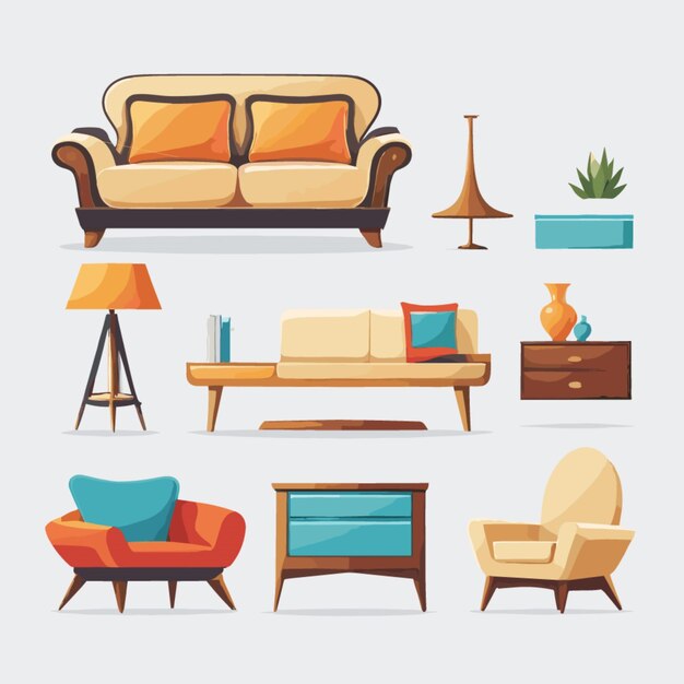 Furniture vector on white background