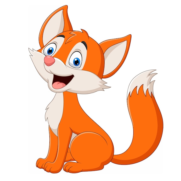 Пушистый милый мультфильм оранжевая лиса улыбается вектор
