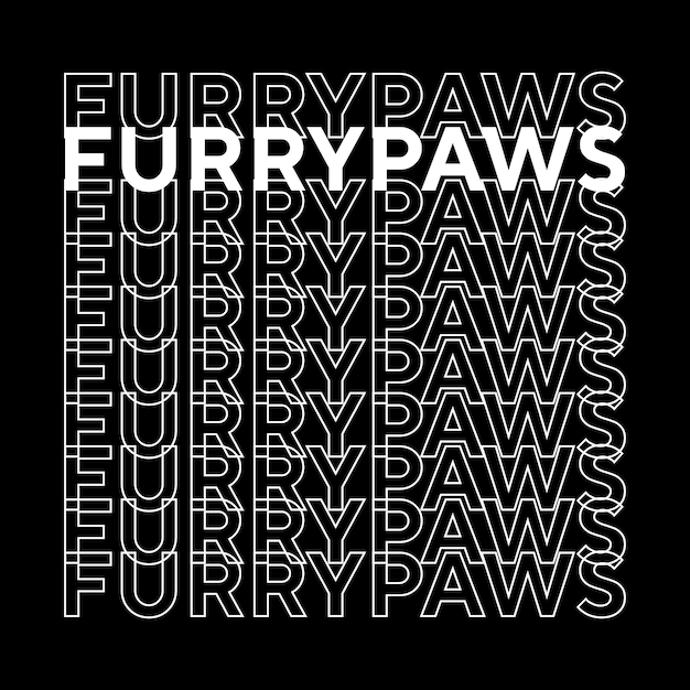 Furrypaws typografie kat t-shirt ontwerp om af te drukken