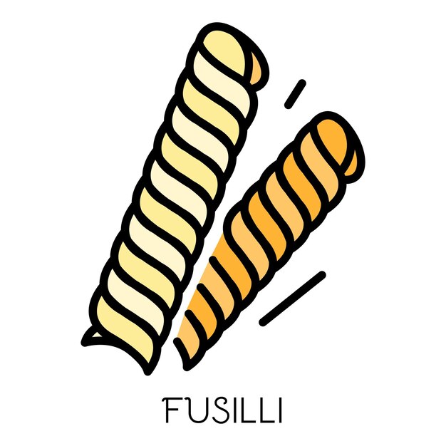 Vector fusilli pasta icon outline fusilli pasta vector icon color flat isolated on white