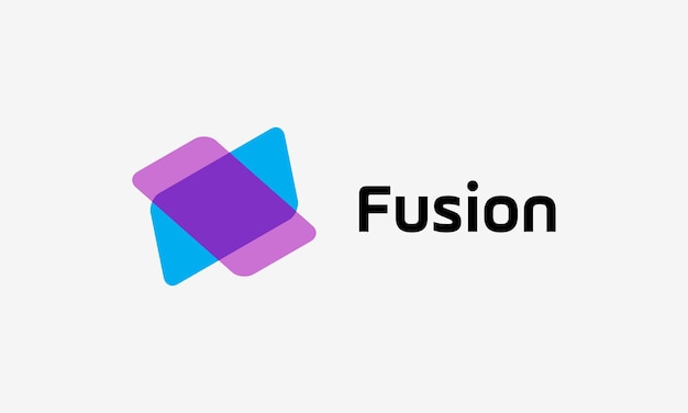 Fusion logo vector teamwork icon symbolist cooperation connection link together community union association