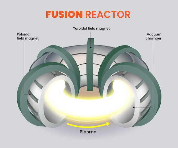 Fusion reactor diagram magnetic confinement fusion illustration