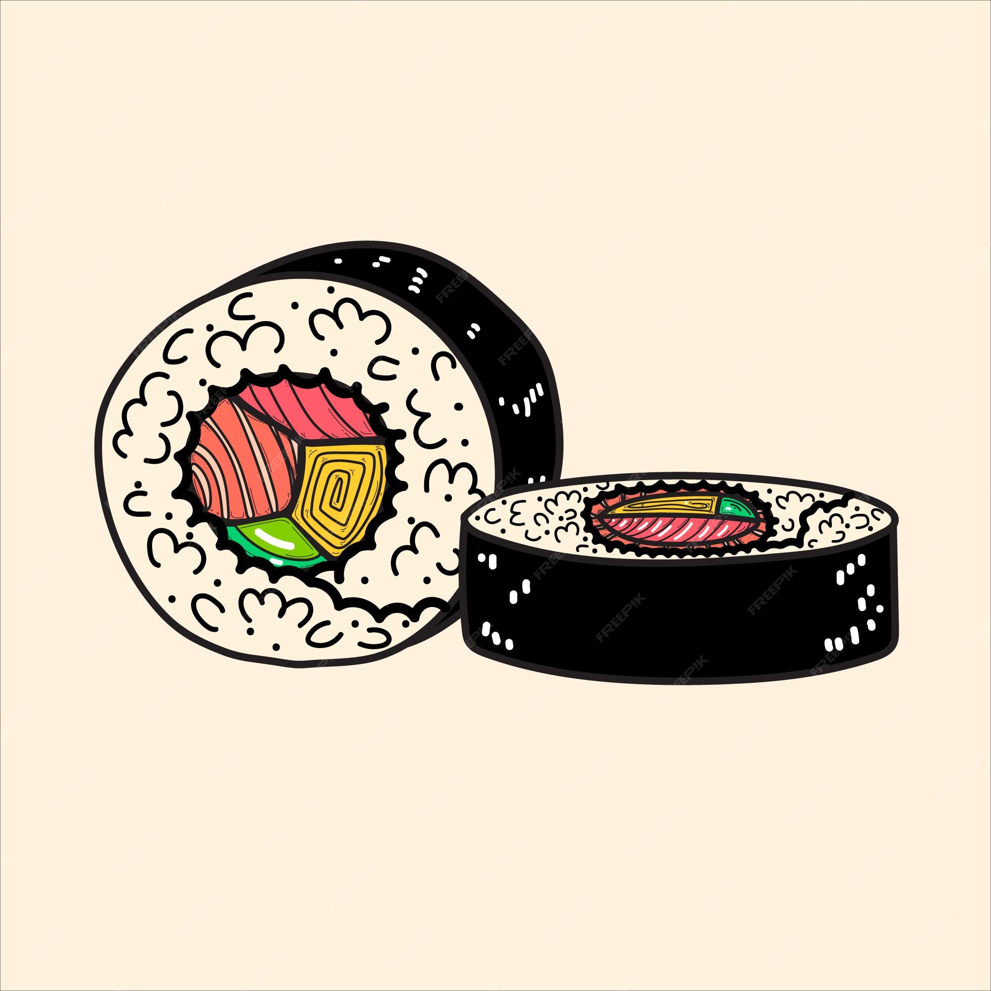 Premium Vector | Futomaki sushi roll in cartoon style Premium Vector | Futomaki sushi roll in cartoon style