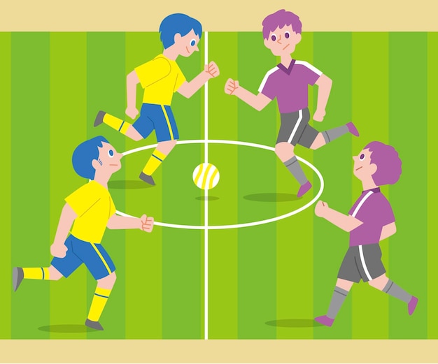Vector futsal field with characters