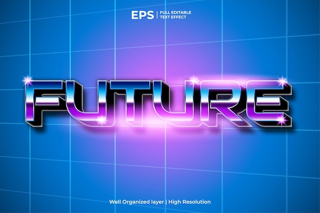 future 3d editable retro text effect template in gradient style vector illustration