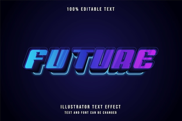 Future,3d editable text effect blue gradation purple pink neon style