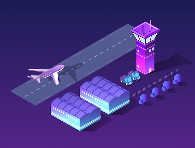 Vector future 3d isometric airport