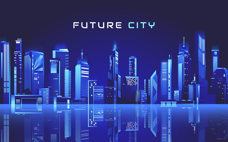 Vector future city illustration background