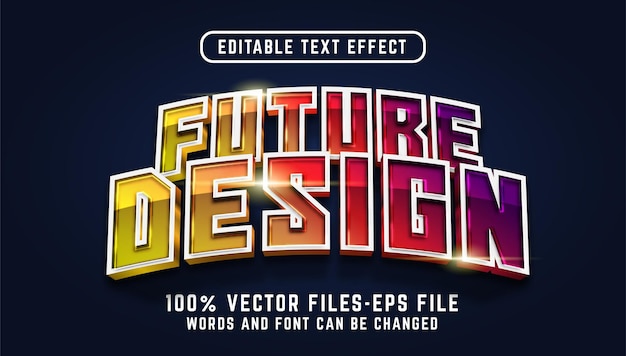 Future design 3d text effect. editable text with glossy style premium vectors