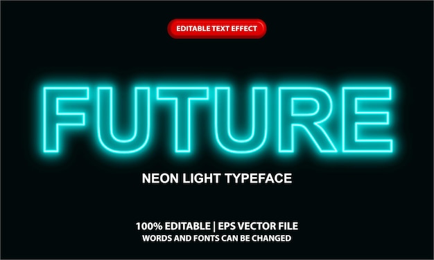 Future editable text effect template blue neon light text style effect