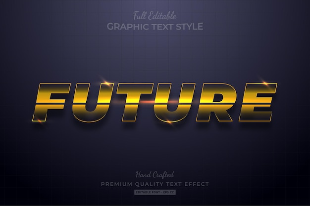 Vector future glow yellow editable text effect font style