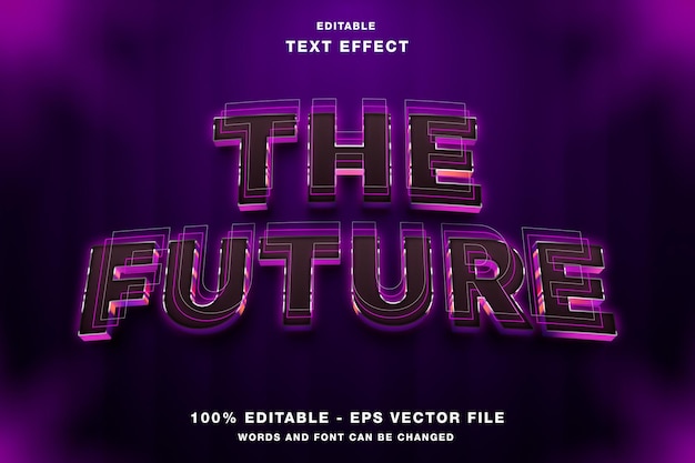 Vector the future light editable text effect