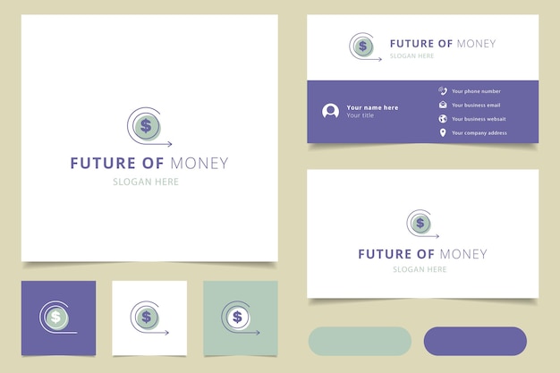 벡터 편집 가능한 슬로건 브랜딩이 포함된 future of money 로고 디자인