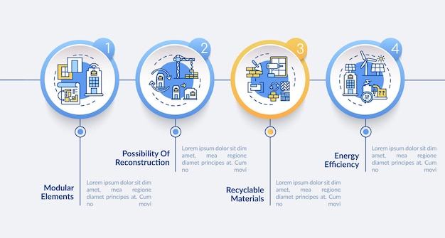 未来办公楼需要向量信息图模板回收,效率演示设计元素数据可视化 4 步流程时间表线性图标的工作流程布局