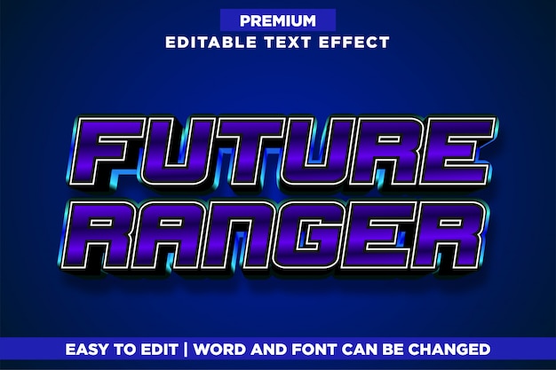 Vector future ranger, editable game logo style text effect