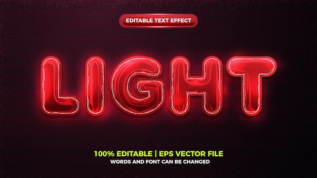 Future red light neon glow 3d bold editable text effect