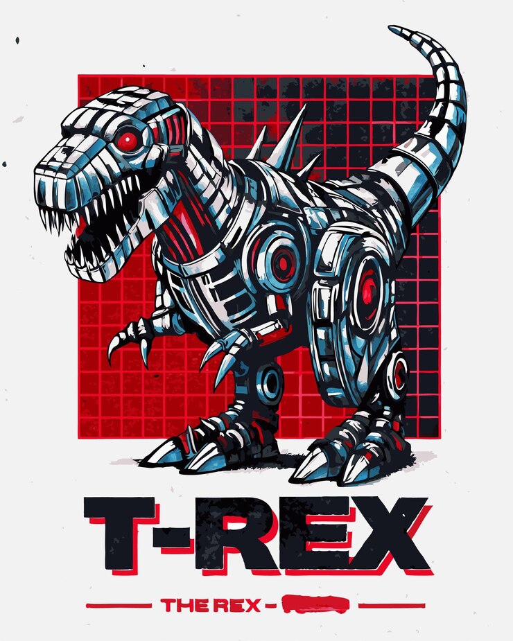 Vector future robot design template mecha trex for tshirt