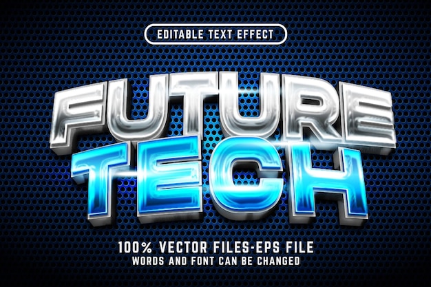 Future tech 3d text effect premium vectors