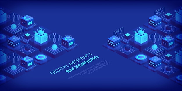 Будущая технология цифровой абстрактной концепции фоновой цифровой киберпространства и сети данных