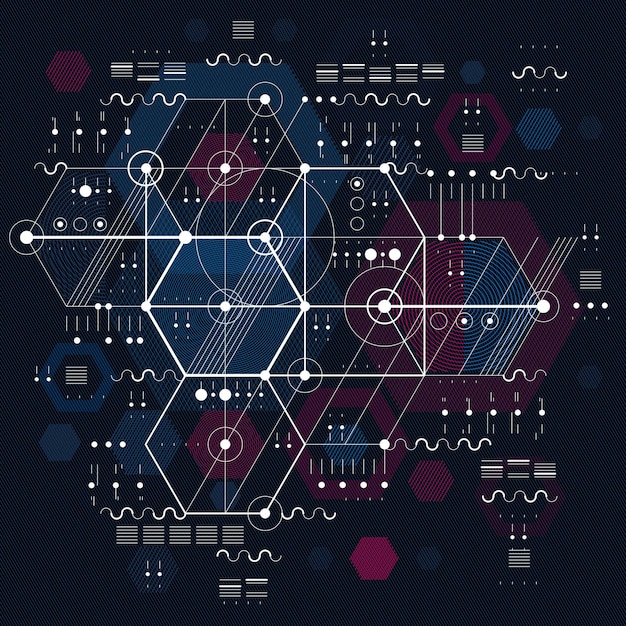 Future technology vector drawing, industrial wallpaper. Graphic illustration of engine or mechanism.