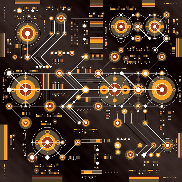 Vector future technology vector drawing, industrial wallpaper. graphic illustration of engine or mechanism.