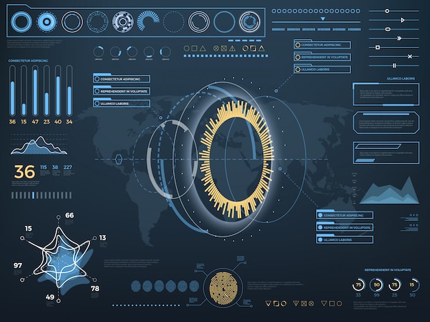 Vettore interfaccia utente touch virtuale futuro hud.