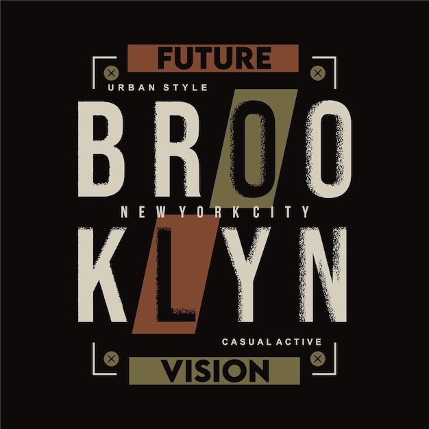 Visione futura brooklyn cornice di testo tipografia grafica stampa vettoriale