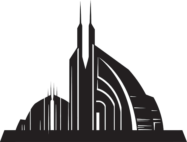 Vettore futurescape emblema dell'edificio moderno techtowers progettazione del logo futuristico