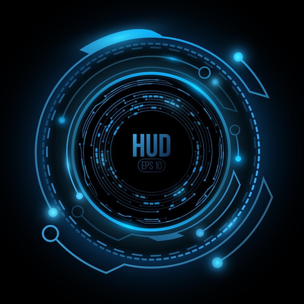 Hitech futuristico hud rotondo con effetti di luce elementi scifi moderni sfondo tecnologico illustrazione vettoriale