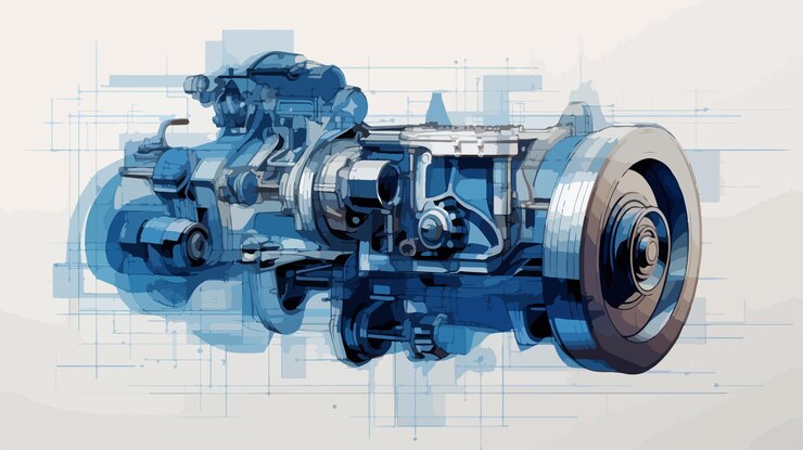 Vector futuristic 3d technology drawing of low poly demolished geometric structure