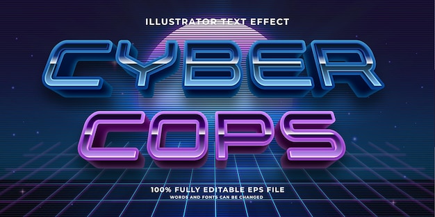 Futuristic 80s Editable 3D Text Effect