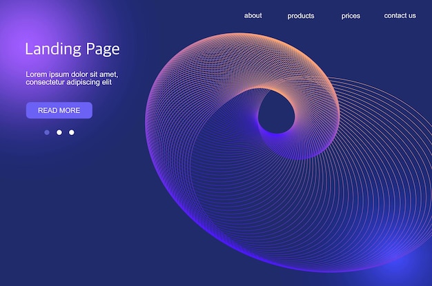 Futuristic abstract background with line swirl template for landing page