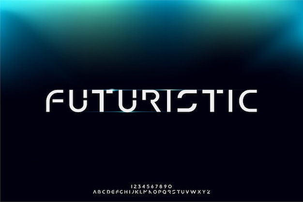 Futuristic, an abstract futuristic alphabet font with technology theme. modern minimalist typography design