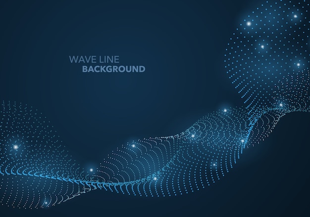 Futuristic abstract wave dot gradient line and illuminated light ball template background.  