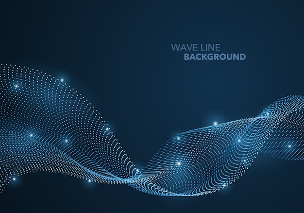 Futuristic abstract wave dot gradient line and illuminated light ball template background.  