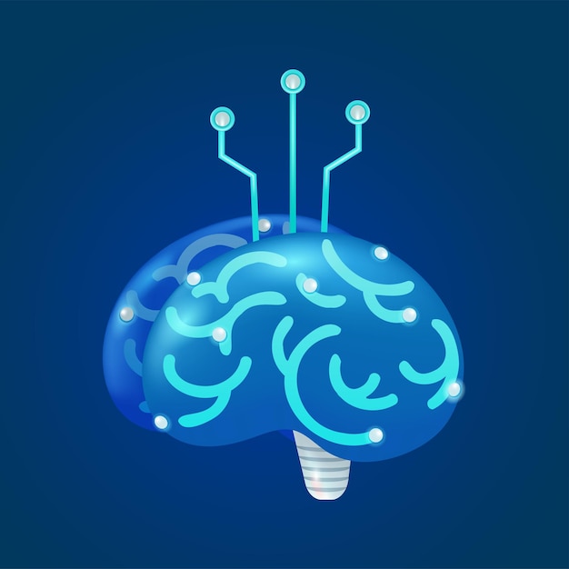 Futuristic Ai brain suitable for future art and technology 3d vector