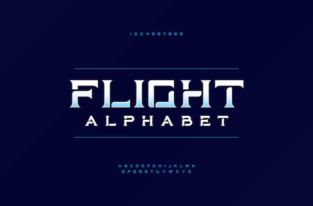 Futuristic alphabet typeface. Uppercase and number typography modern.