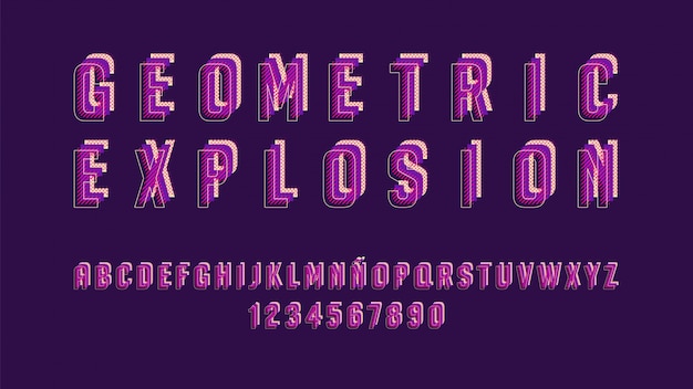 Futuristic alphabet with dimensional effect