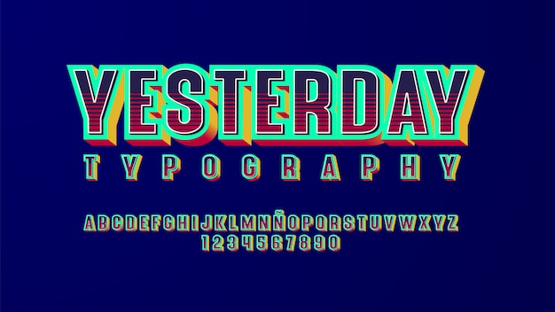 Vector futuristic alphabet with dimensional effect