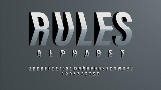 Futuristic alphabet with dimensional effect