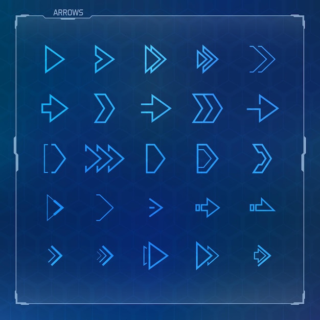 Vector futuristic arrow icons set