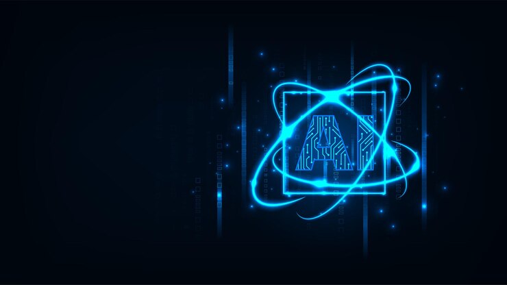 Vector futuristic artificial intelligence cyber technology concept abstract blue background