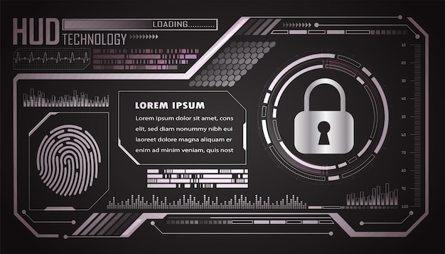 A futuristic background with a lock and the word technology on it.