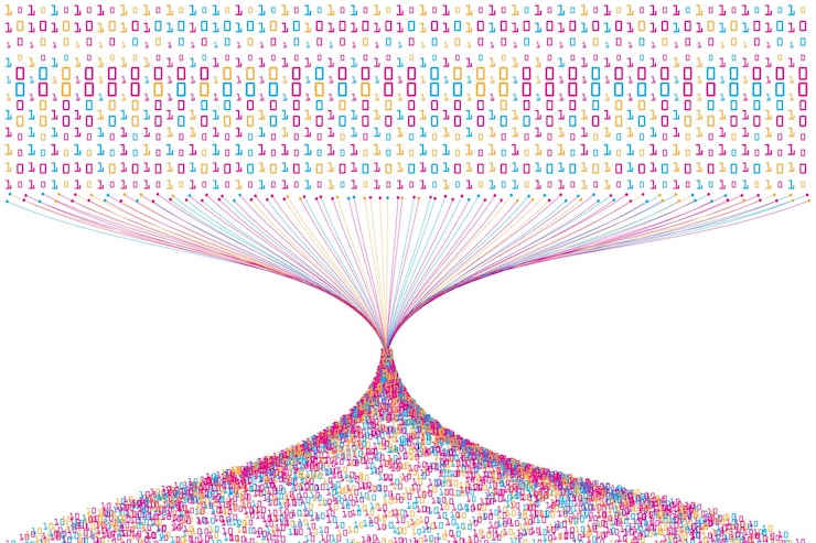Vector futuristic big data information visualization technology abstract.
