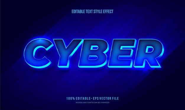 Vector futuristic blue glowing shiny color text style effect editable fonts vector files