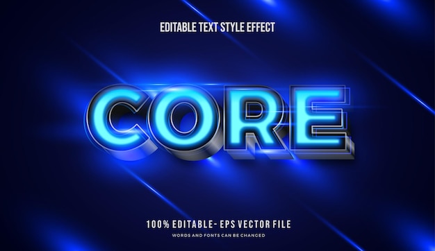 futuristic blue light text style effect. editable font vector file