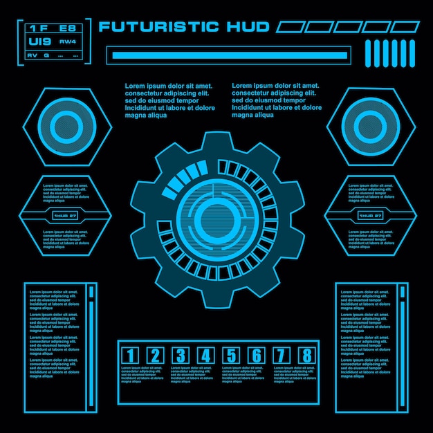 Futuristic blue virtual graphic touch user interface