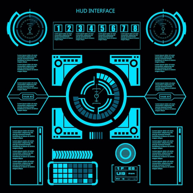 Interfaccia utente futuristica di tocco grafico virtuale blu