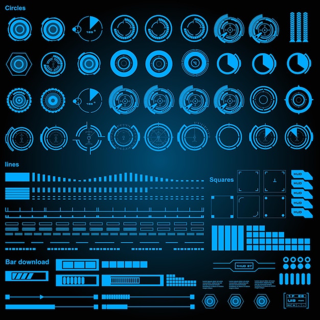 Vettore interfaccia utente futuristica di tocco grafico virtuale blu